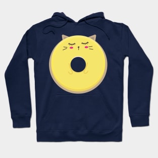 Kawaii Yellow Blushing Cat Donut Hoodie